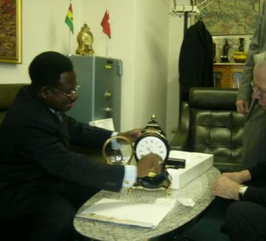 Ambassador Daah-Duodu trying his hands on the clock